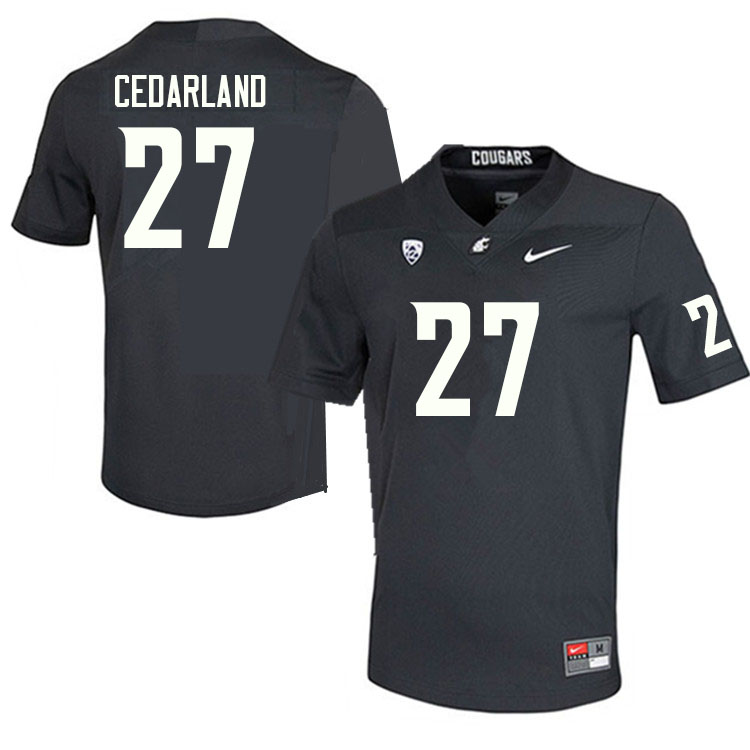 Men #27 Hudson Cedarland Washington State Cougars College Football Jerseys Sale-Charcoal